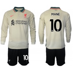 Camisola Liverpool Sadio Mane 10 Criança Equipamento Segundo 2021-2022 Manga Comprida